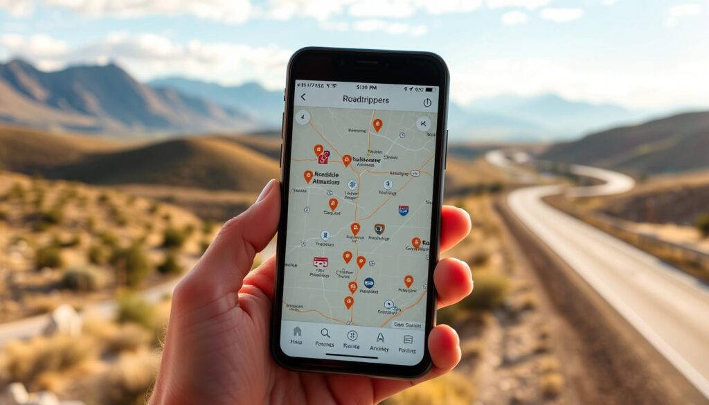 Roadtrippers app for finding campgrounds and roadside attractions for RVers.