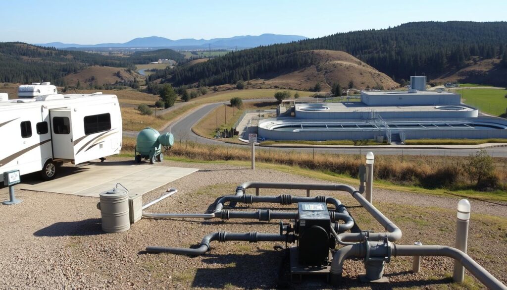 RV dump stations and waste treatment stations