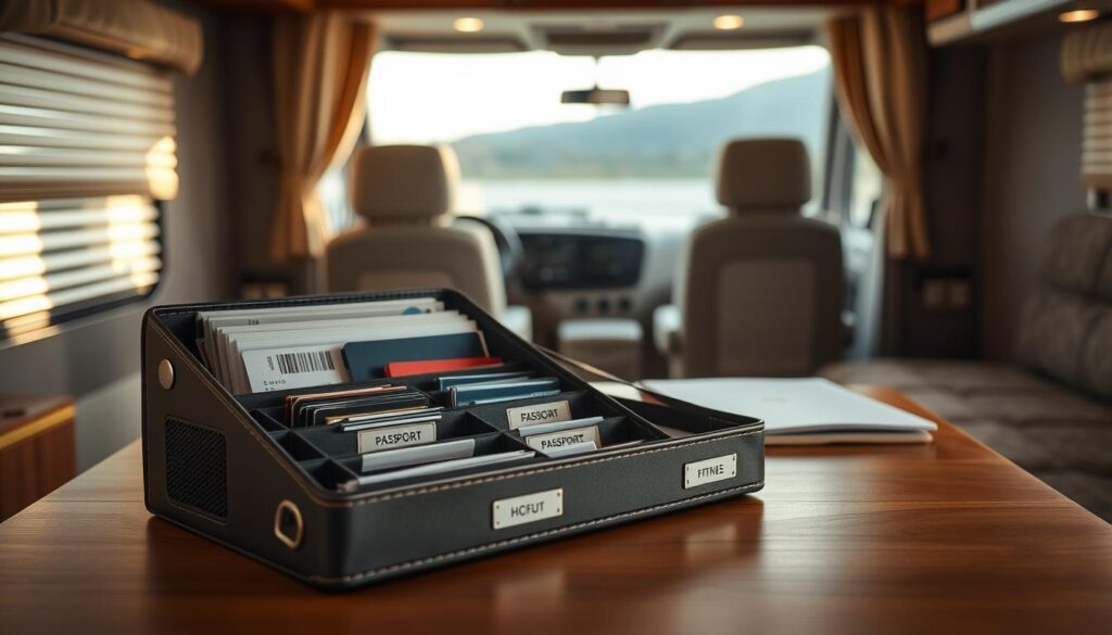 secure storage of travel documents while RV traveling