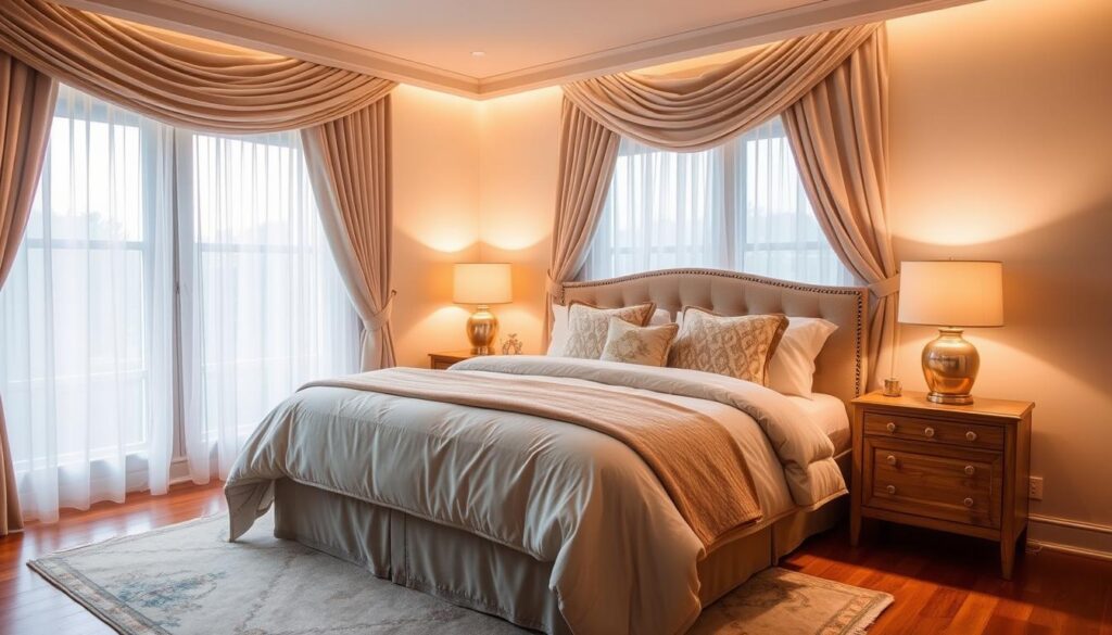 comfort design with bedding choices and window treatments