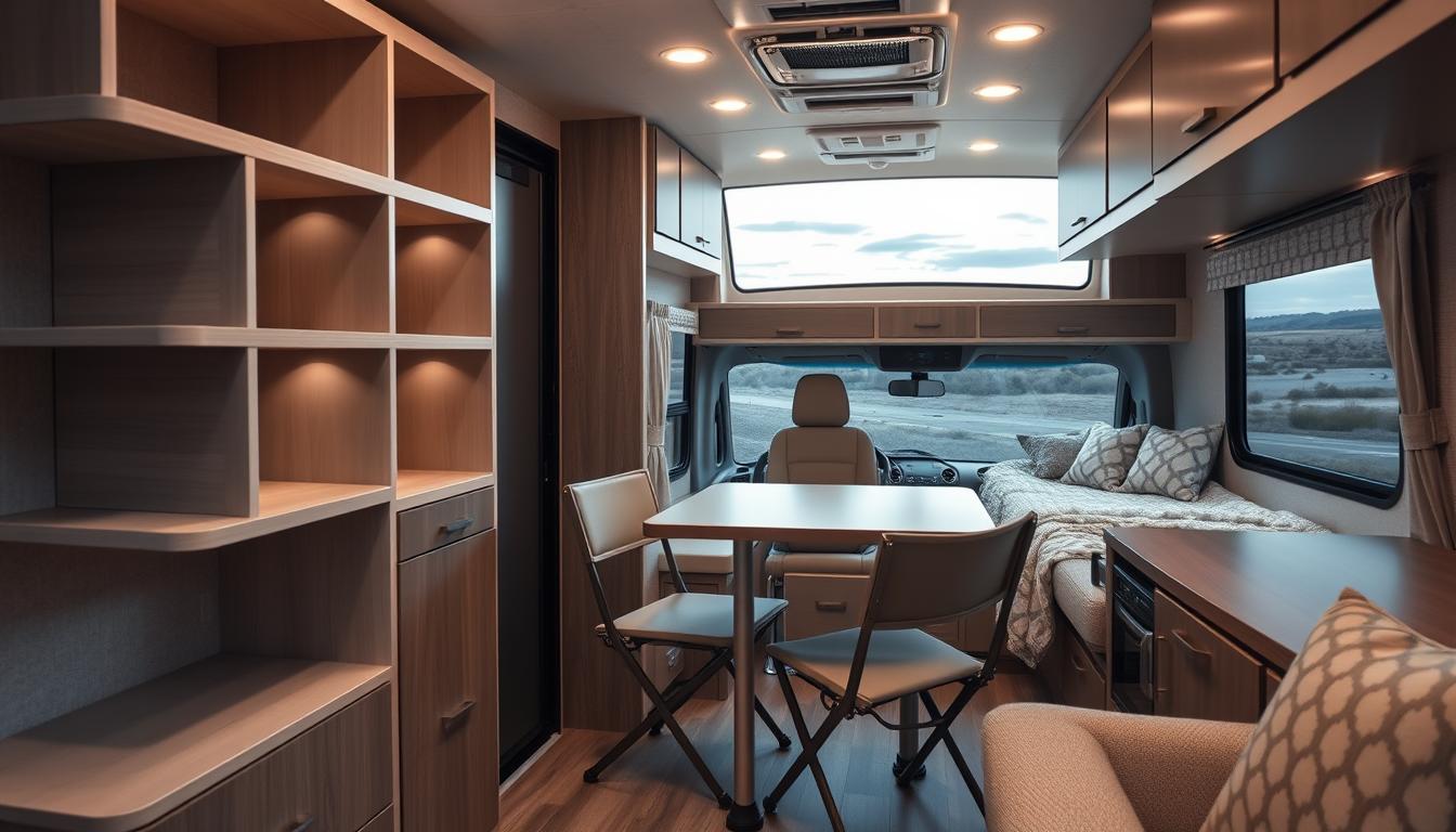 guides for smart storage in Class C motorhome
